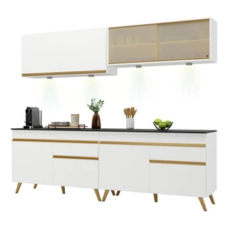 Cozinha Compacta 4 peças com Leds MP2021 Veneza Up Multimóveis Branca