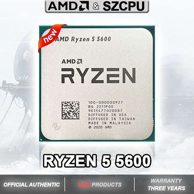 AMD R5 5600 Ryzen 5 5600 R5 5600 5600 Novo 3.5 GHz Processador CPU de ...