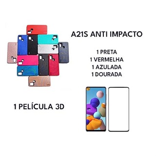 Kit combo para galaxy A21S com capa anti impacto + película 3D