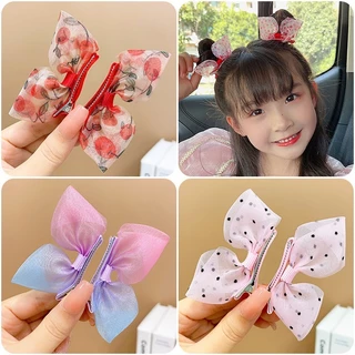 2PCS Nova Princesa Bonita Gradiente Cor Do Laço Meninas Grampos De Cabelo Cabeleireiro Clipes Barrettes Acessórios De