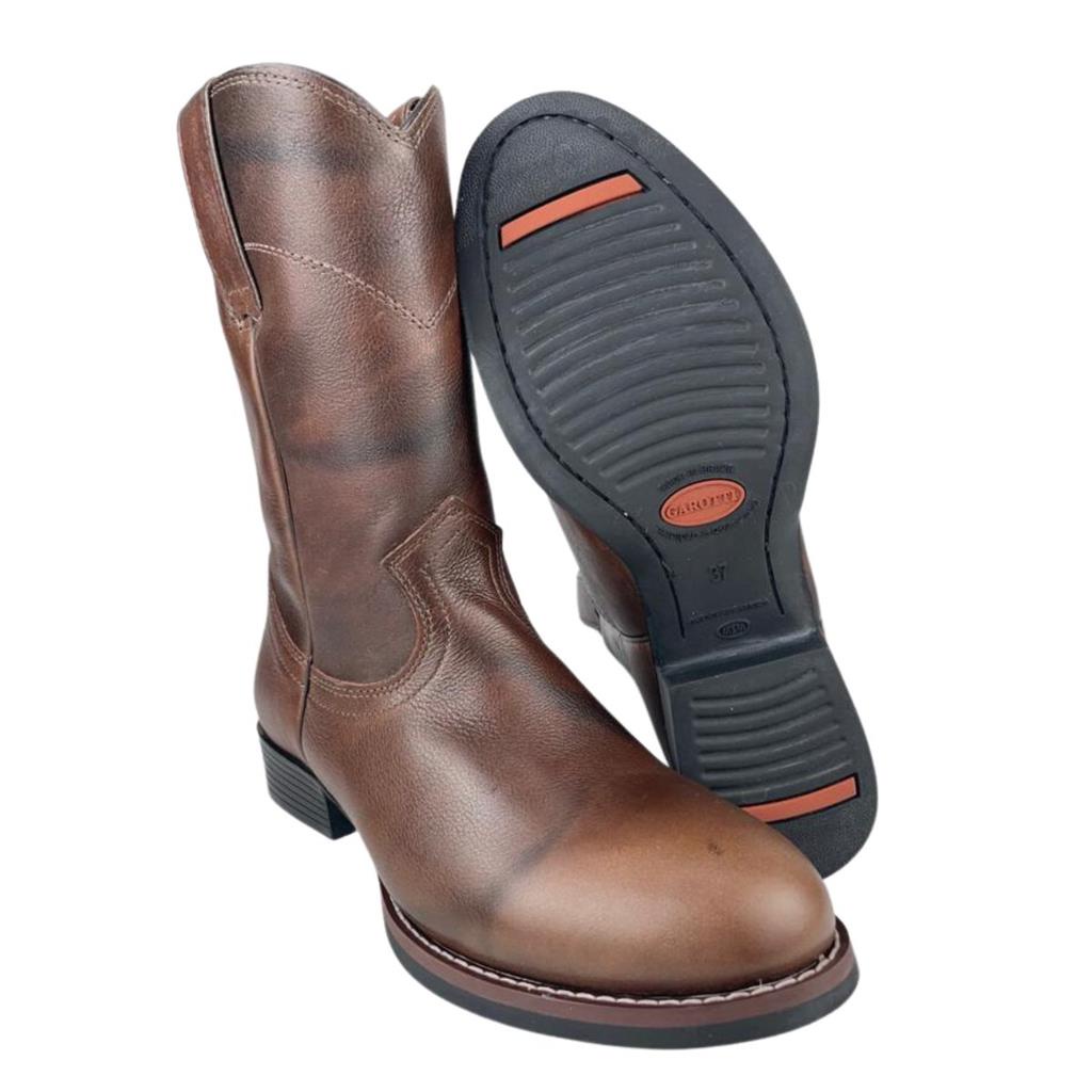 Bota Texana Masculina Garotti Country Haras Couro Vitelo Marrom Country Cowboy