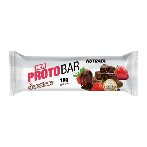 Proto Bar Barra New Whey 70g Chocolate Meio Amargo R. Morango -( Sensations ) Nutrata