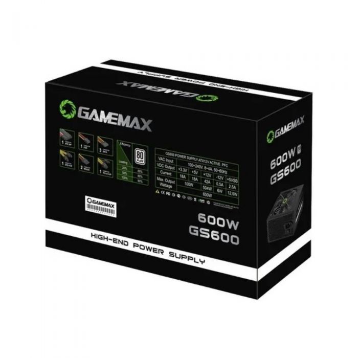 Fonte Gamemax GX700, 700W, 80 Plus Gold, PFC Ativo, Black  (GX700WBKPSS7710BR)