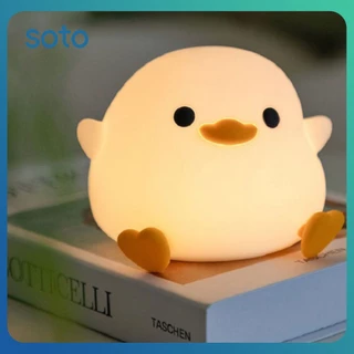 SOTO Pato Bonito Night Lamp USB Recarregável Sensor De Toque Calendário Cabeceira Quarto Para Kid Presente Das Crianças Dos Desenhos Animados De Silicone Luz Dormir