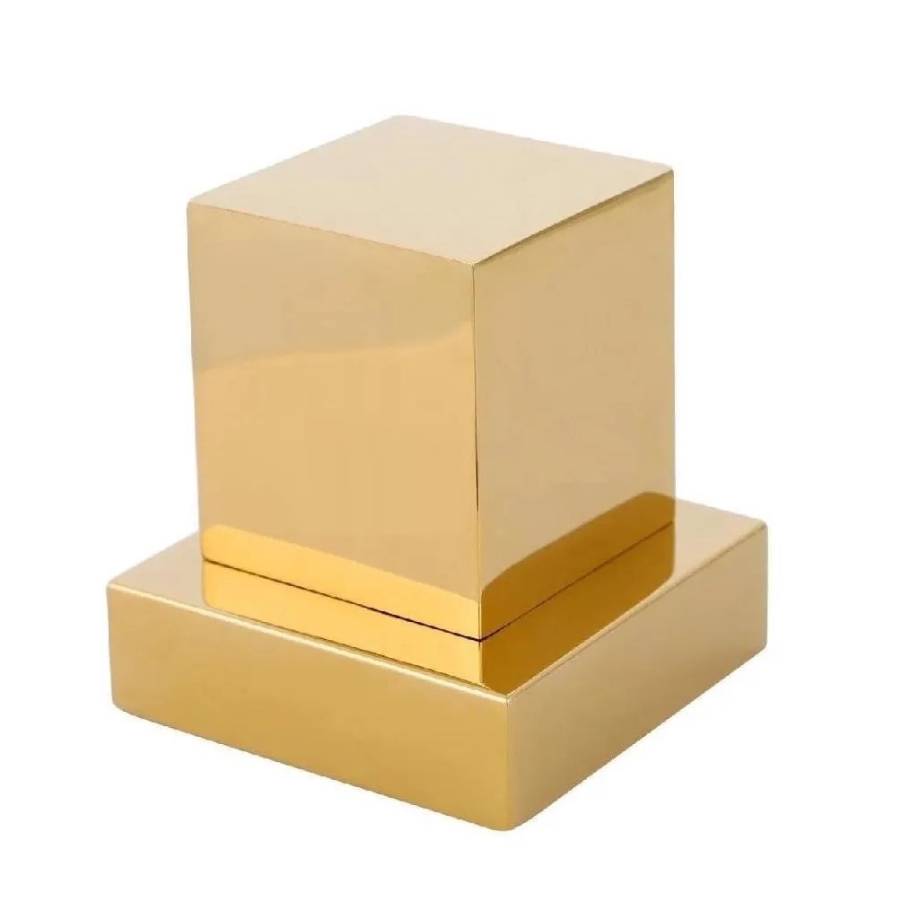 Acabamento P/ Registro Dourado Quadrado De Metal Padrão Deca