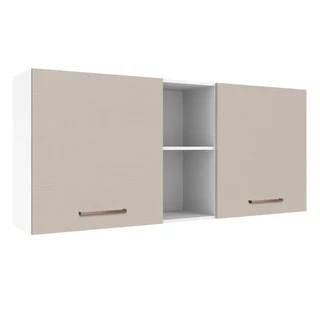 Armário de Cozinha Aéreo 150 cm 2 Portas e 2 Nichos Branco/Crema Agata Madesa em Oferta na Shopee