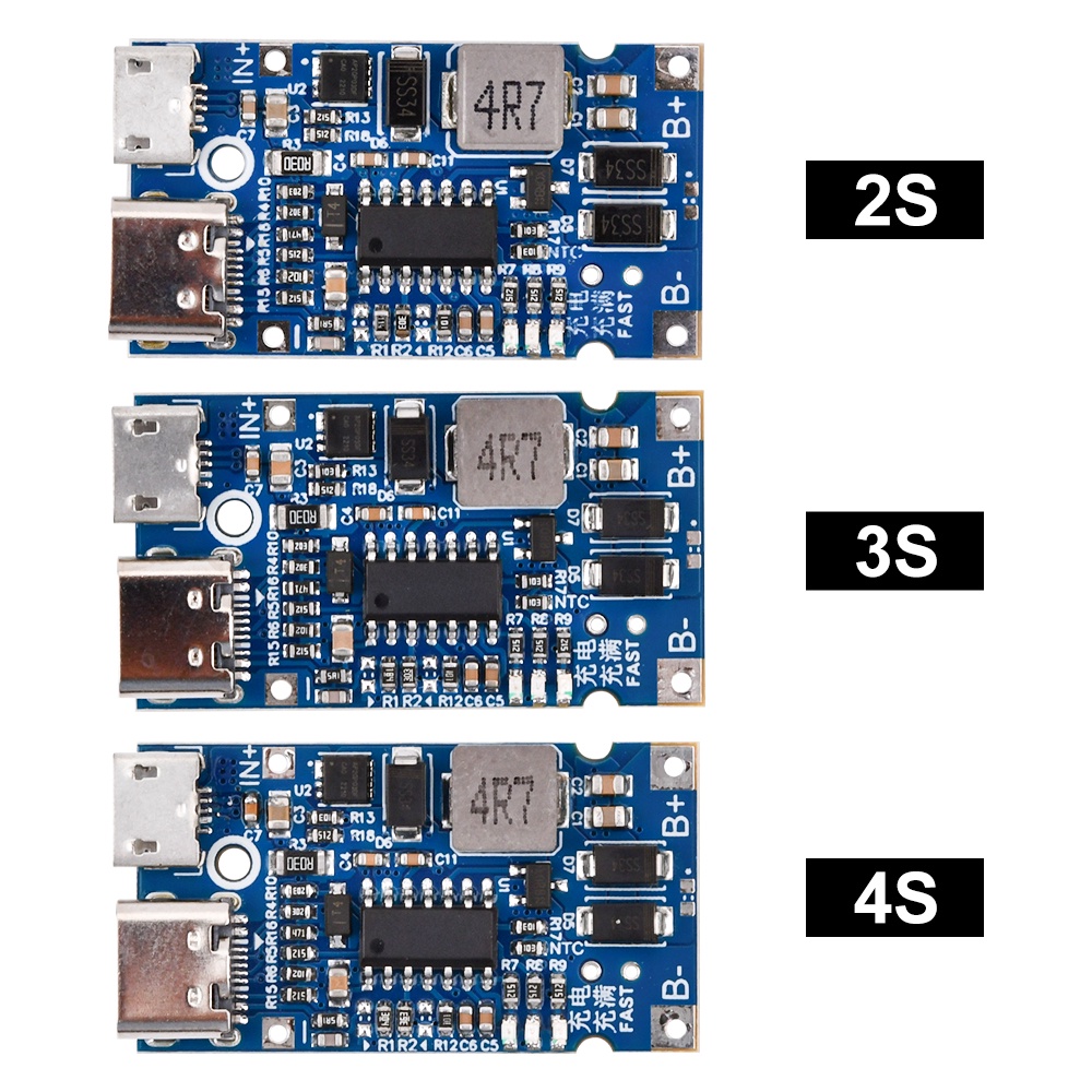 Modulo Di Ricarica USB Type-C Per Batterie Li-ion 2S 3S 4S – BMS 4.5V-15V 18W 2A