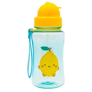 Garrafa Garrafinha Com Canudo 100% Silicone Fruta Limão 350ml Fun