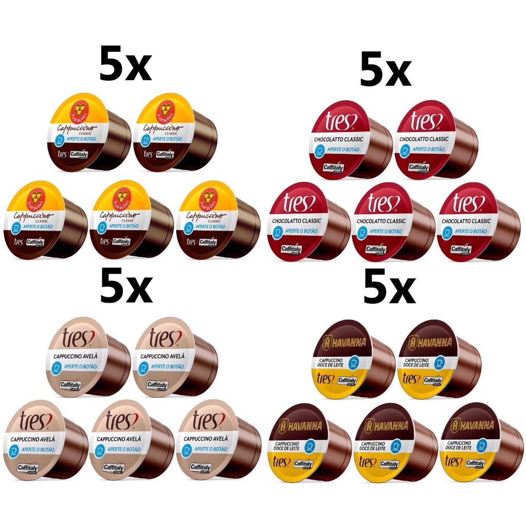 Cápsulas Três Corações 20 unidades - Cappuccinos e Chocolate