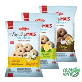 KIT 3 Unidades Sequilhos Mais Sem Açúcar Sem Glúten Sem Lactose 120g - Nazinha
