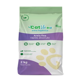 Areia Higiênica Cat Life Bio Grãos Finos 2kg