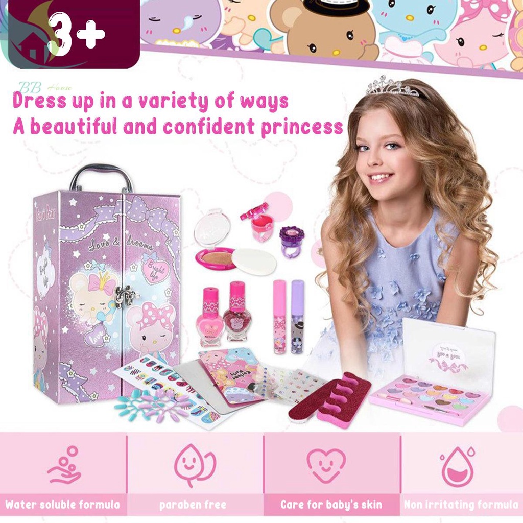 Kit Brinquedos De Maquiagem Para Crianças Menina Lavável Cosméticos Definir  Jogo Fingir Princesa HYOY1201 - Escorrega o Preço
