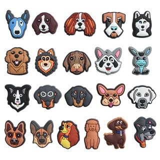 Cartoon Dog Series Sapato Encantos botões pin para Crocs Charme Bonito DIY Decorativa PVC Cartoon Sandálias Chinelos Fivela Acessórios