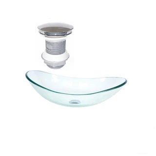 CUBA DE VIDRO OVAL 55CM JATEADO VALVULA CLICK