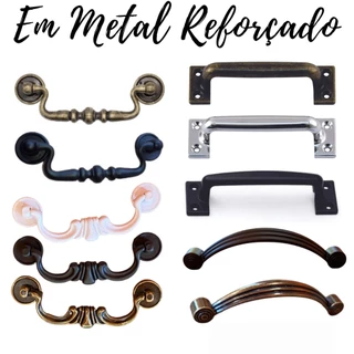 kit 2 PEÇAS PUXADOR ALÇA DE METAL NAS CORES PRETO / OURO VELHO / CROMADO "Imperdível"