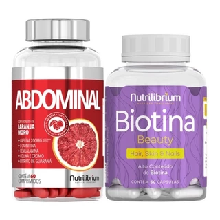 Abdominal 60 Comp Extrato Laranja Moro Cafeína + Biotina 60 caps Nutrilibrium
