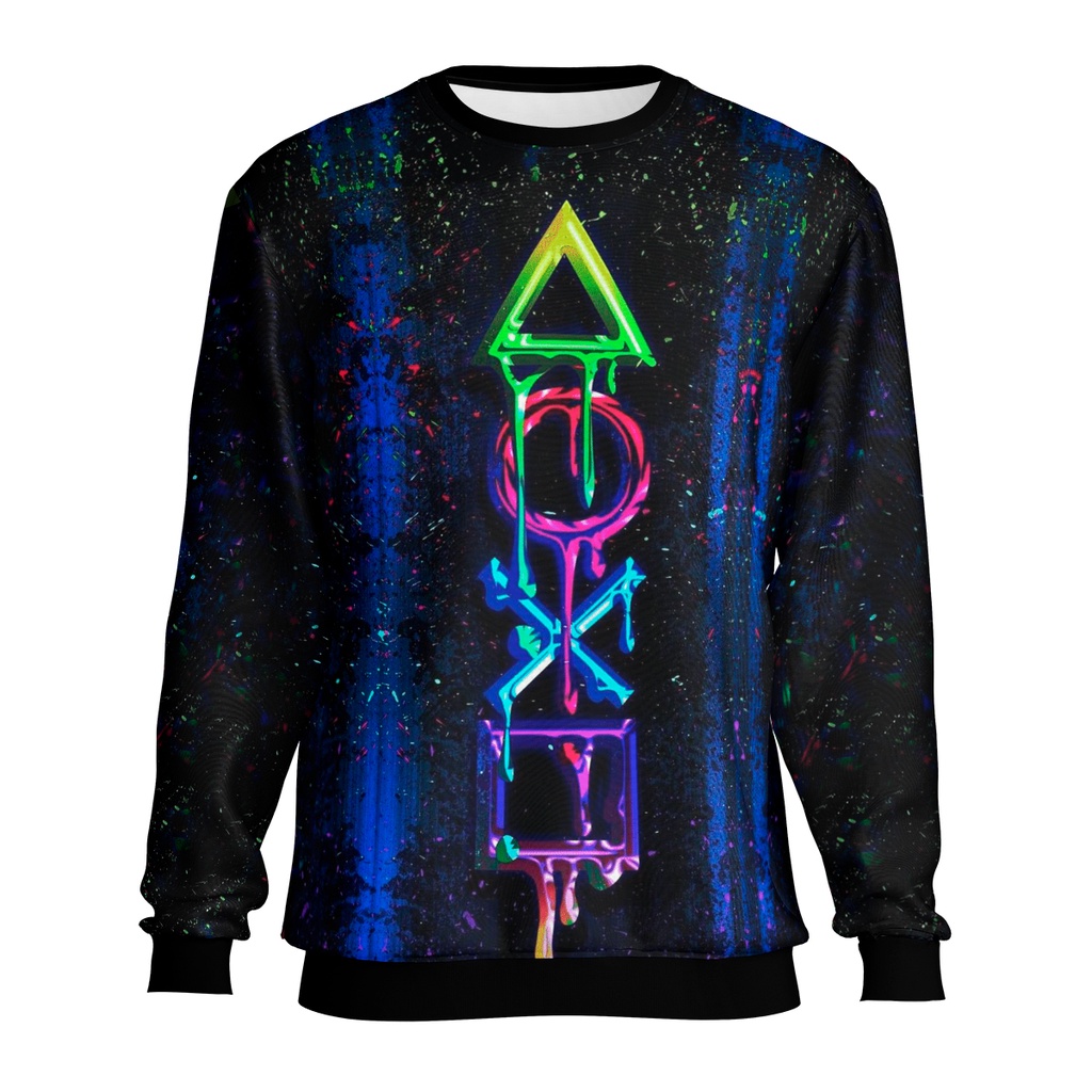 Blusa de Moletom PlayStation Preta Sem Capuz Casaco Game