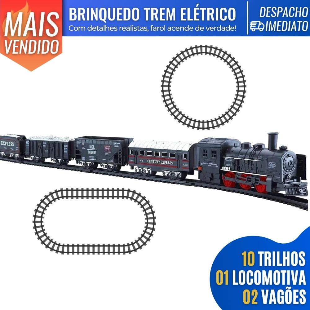 Ferrorama Trem Eletrico Luz E Som 13 Peças Trenzinho Vagões Brinquedo  Ferrorama Trem Divertido com Luzes e Som Pista Zoop Toys Original
