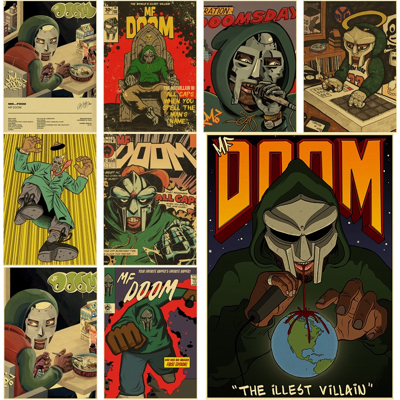 Retro MF Doom Posters Doomsday Kraft Paper Prints DIY Rapper Singer Vintage Home Room Bar Arte Estética Decoração De Parede Pintura