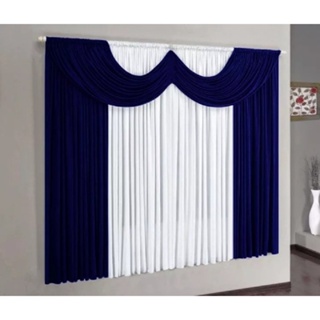 Cortina Paris Malha Gel Para Quarto e Sala 2,00 X 1,70 Azul e Branco