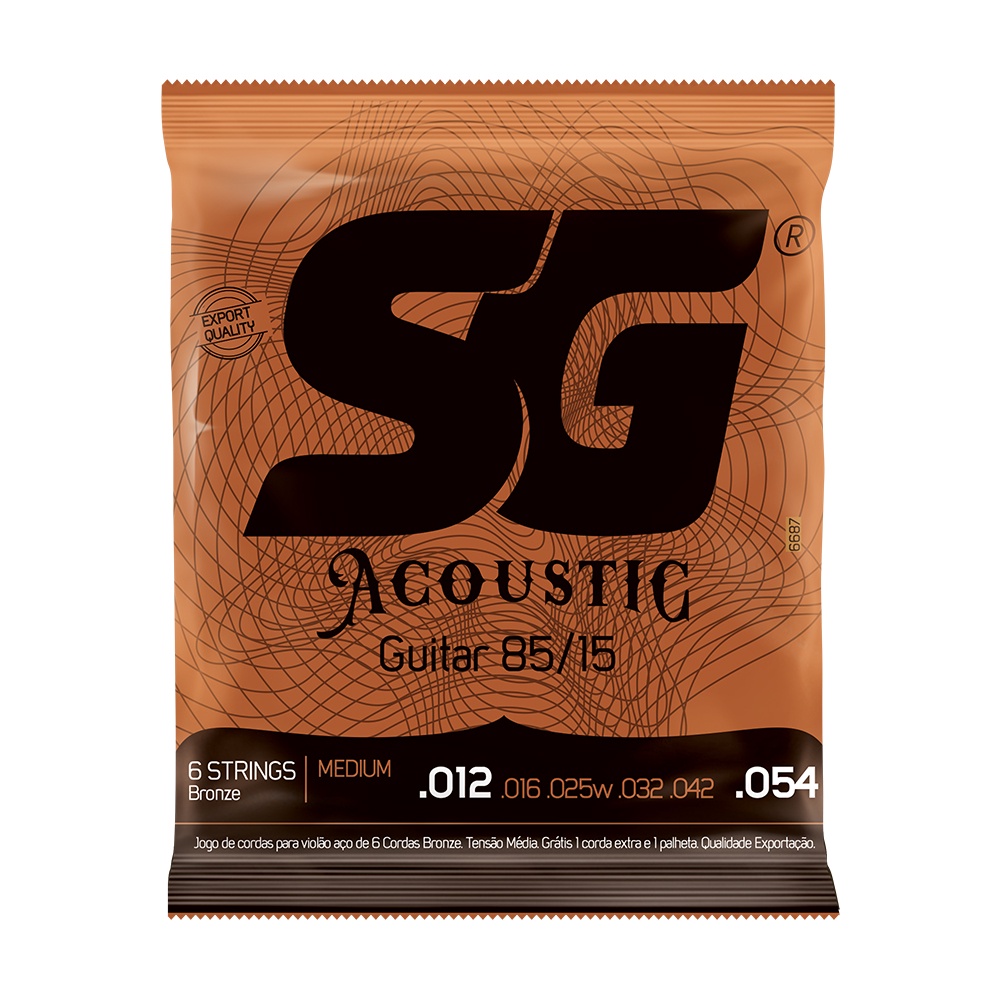 Encordoamento SG Violão Aço 012 Bronze 85/15 Tensão Média