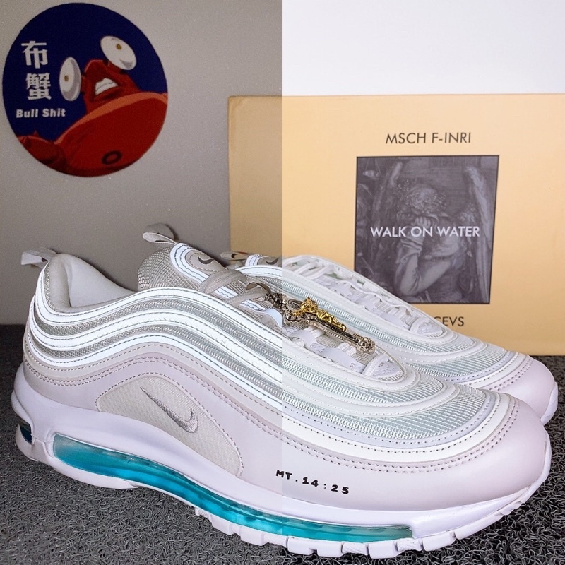 Conjunto de nome de alta qualidade NK Air Max 97 MSCHF x INRI Jesus Água Benta Crosss