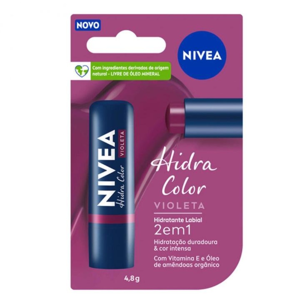 NIVEA HIDRATANTE LABIAL HIDRA COLOR VIOLETA 4,8G | Shopee Brasil