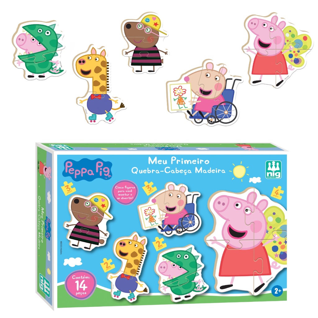 Brinquedo Educativo Quebra-Cabeça Gigante Peppa Pig 45x35 Madeira