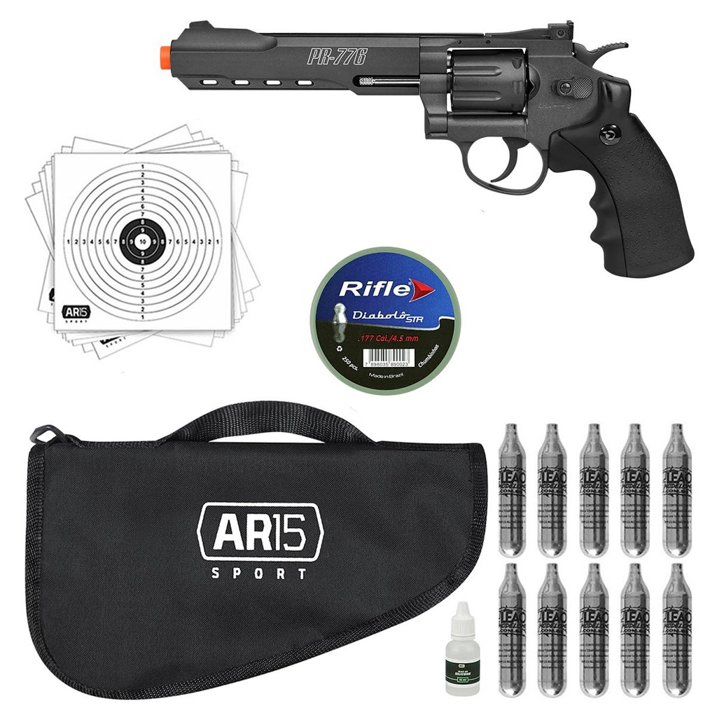 Revolver Metal Pr-776 10xCO2 4.5 + Capa + Chumbinho