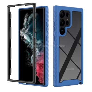 Capa De Armadura Fina Transparente 360 De Corpo Inteiro Para Samsung Galaxy S23 Ultra S22 Plus S21 S20 FE S23plus S22plus S21plus S20plus S23 + S22 + S21 + S20 + Protetora Macia Telefone