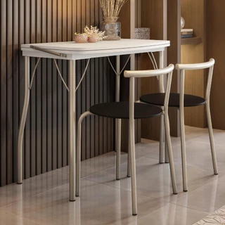 Conjunto Sala de Jantar Palermo com Mesa e 2 Cadeiras Pretas Carraro