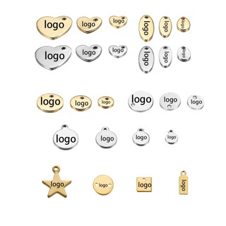 Nome de Gravação a Laser Personalizado LOGO Etiqueta Personalizada de Aço Inoxidável LOGO Colar Personalizado LOGO Pingente Charme