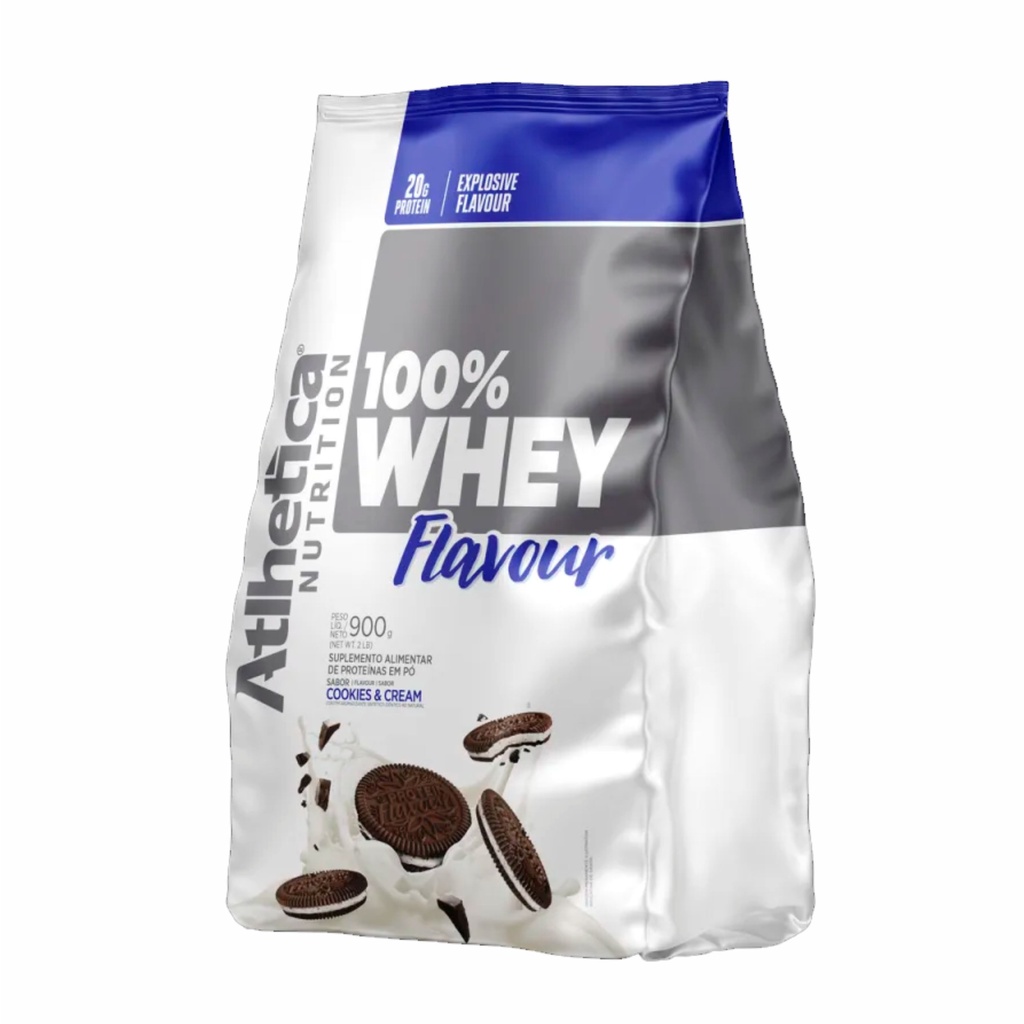 100% Whey Protein Flavour Sabor Cookies & Cream 900g – Atlhetica