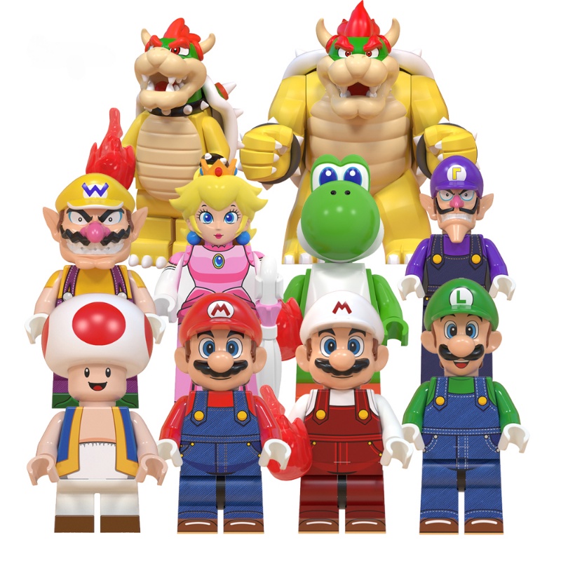 Super Bros Mario Luigi Valio Valluigi Yoshi Kinopio Grande Koopa Wario Personagem Mini Blocos De Construção Figura Brinquedos Presente Para Crianças