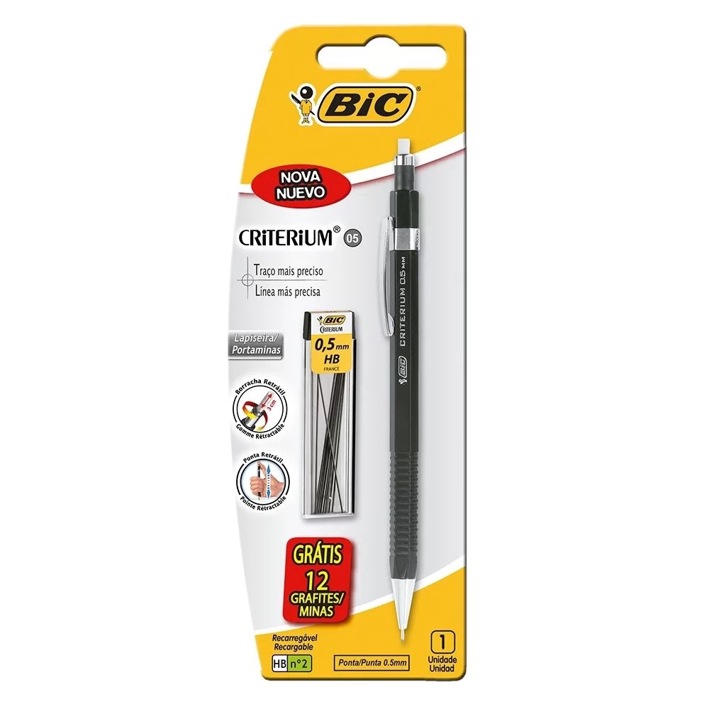 Lapiseira BIC Criterium 0.5mm com 12 Grafites HB Grátis - 929962