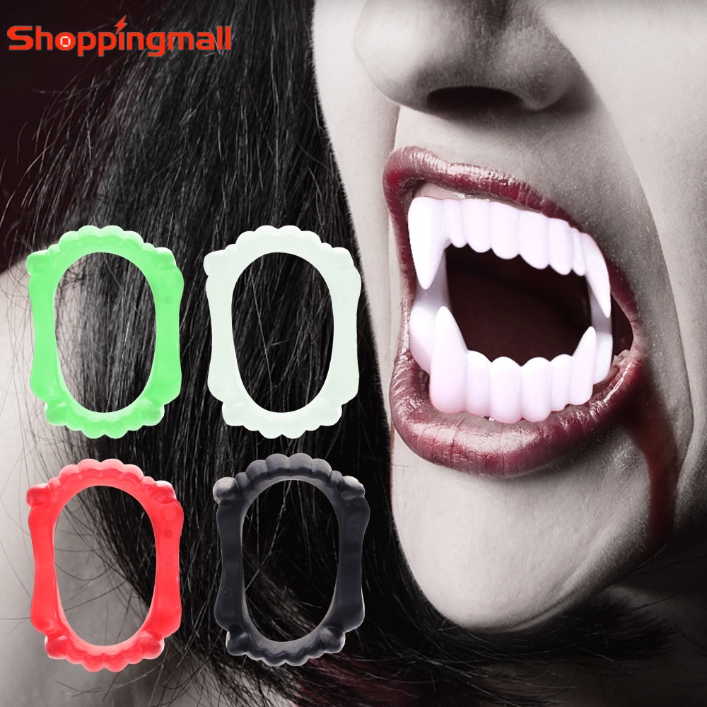 Diy halloween traje adereços dentes de vampiro presas um par de dentaduras  resina adesivo cola sólida dentes falsos decoração festa suprimentos -  AliExpress