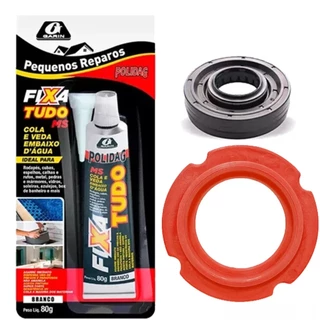 KIT SALVA TANQUE VERMELHO + RETENTOR BAIXO + COLA FIXA TUDO GARIN LAVADORA BRASTEMP E CONSUL