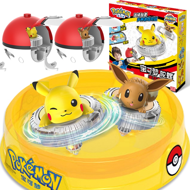 Pokemon figuras de ação pikachu original girando topo dos desenhos animados  girando batalha jogo presente aniversário