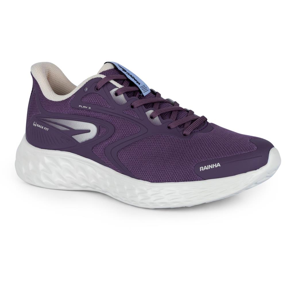 Tenis Rainha Play III Feminino Roxo Bege Corrida Caminhada exercicio ...