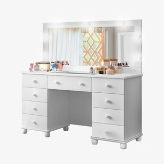 Penteadeira Camarin com 9 Gavetas Led e Espelho Planet Baby