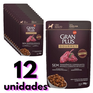 Sachê Gran Plus Gourmet Ovelha para Cães Adultos combo com 12 unidades