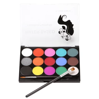 Kit De Pintura Facial Tinta Corporal Profissional À Base De Água 15 Cores Tintas Laváveis Não-Tóxicas 2 Pincéis Para Maquiagem De Pele Sensível Crianças Halloween