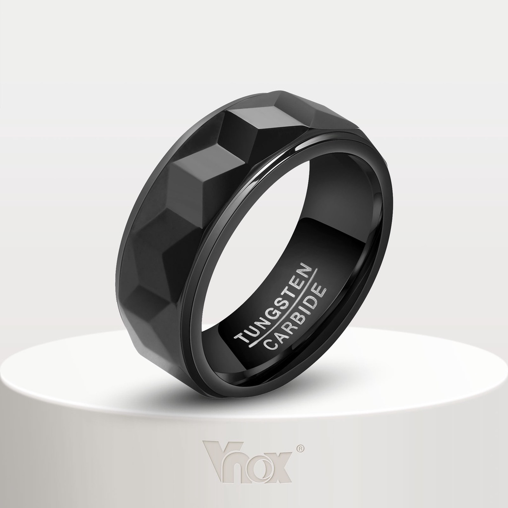 Anel De Casamento Masculino VNox Fashion Tungsten Alloy , Black Metal 8MM
