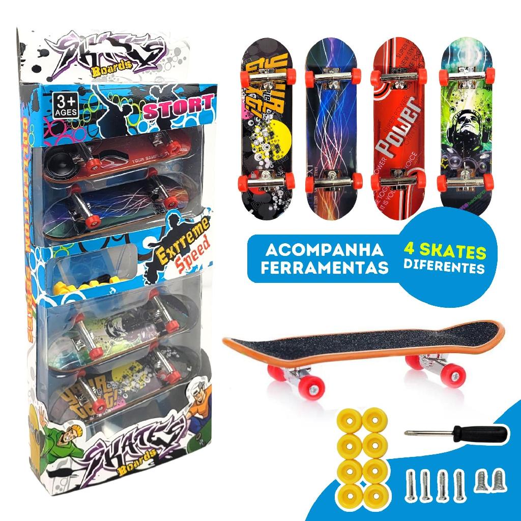 Kit 4 Mini Skate De Dedo Profissional Deck C/lixa Ferramentas