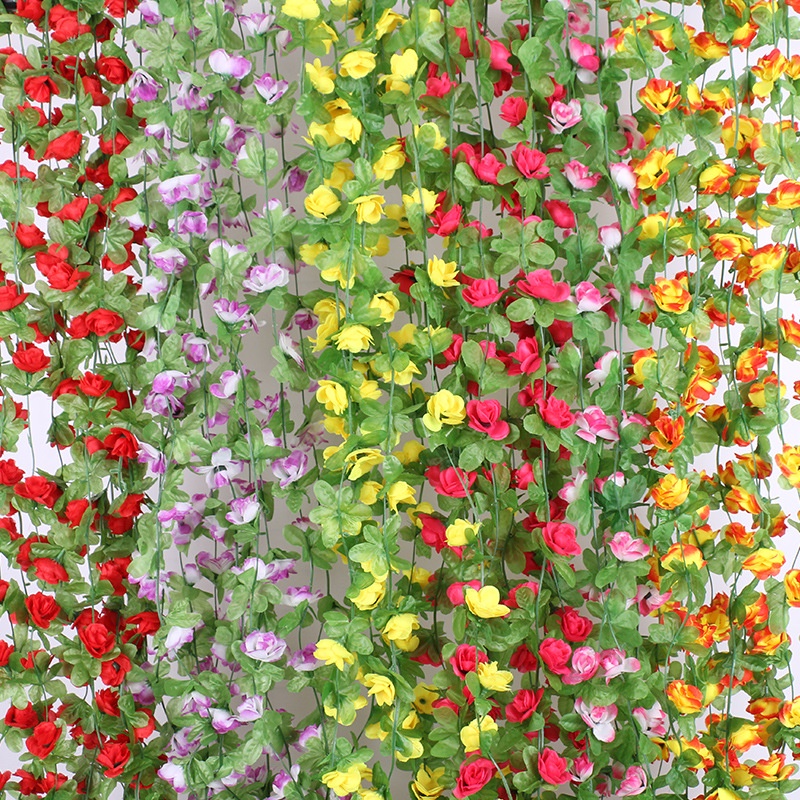 230cm Flor artificial De Rotim Rosa rattan Longa De Seda Falsa Decoração De Telhado