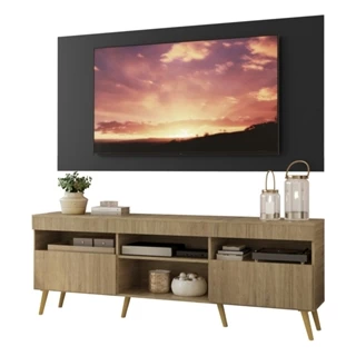 Rack com Painel e Suporte TV 65" Retrô Londres Multimóveis V3347