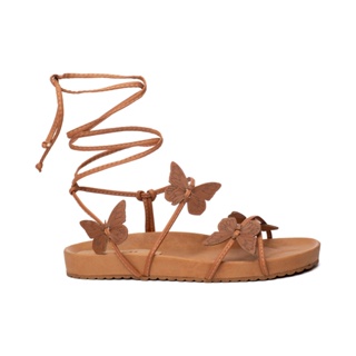 Sandália Papete Feminina birken Borboleta Amarração Blogueira