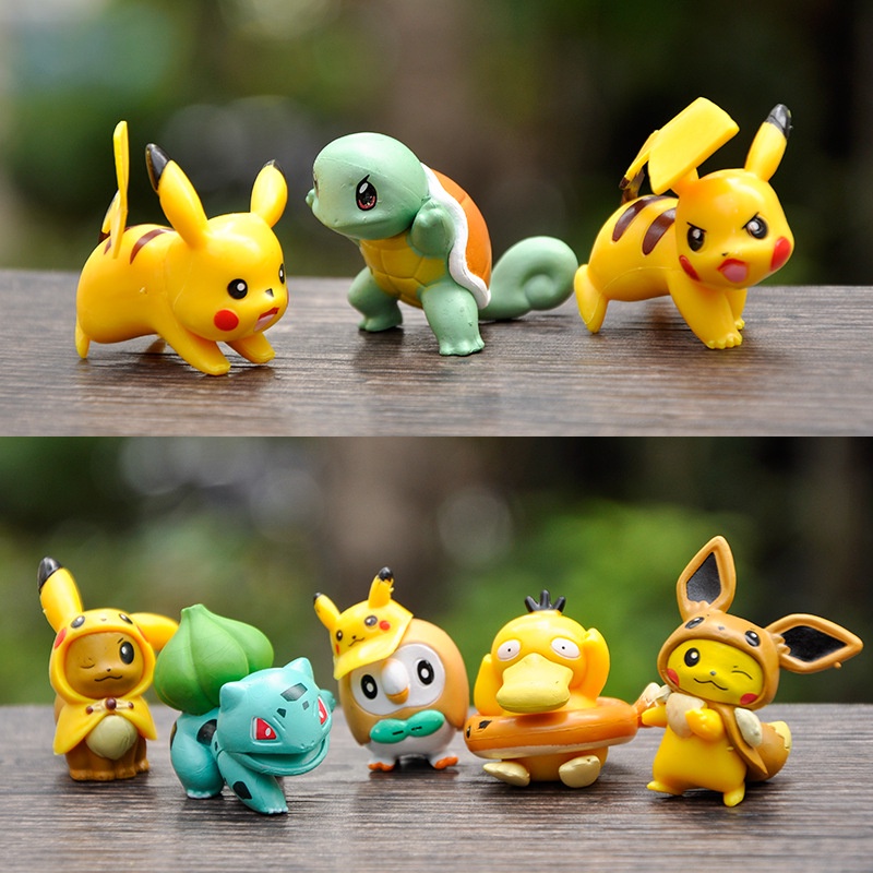 8PCS Pokémon Mini Doll Pikachu Venusaur Ornamento De Bolo De Boneca Psyduck