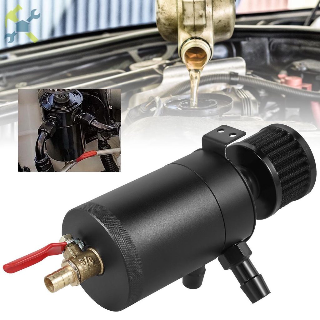 Kit Tanque Separador De Óleo De Lata De Captura Com 2 Portas 5oz/150ml Reservatório Universal Alumínio SHOPTKC3171