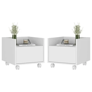 Kit com 2 Mesas de Cabeceira 40cm com Rodízios Multimóveis V4045